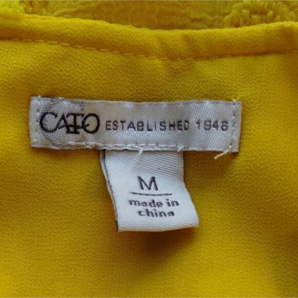 Cato Women's Yellow Swiss Dot O Ring V Neck Flutter Sleeve Flowy Blouse Top M - Picture 5 of 14